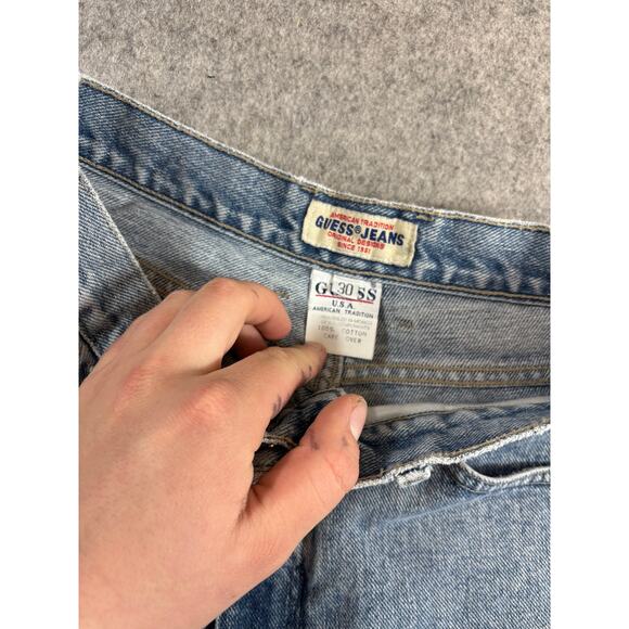 Vintage 90s Guess Denim Straight Jeans Mens 26x29 Blue Light Wash Cotton USA - Picture 6 of 7
